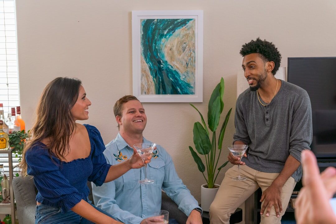 group discussing podcast ideas