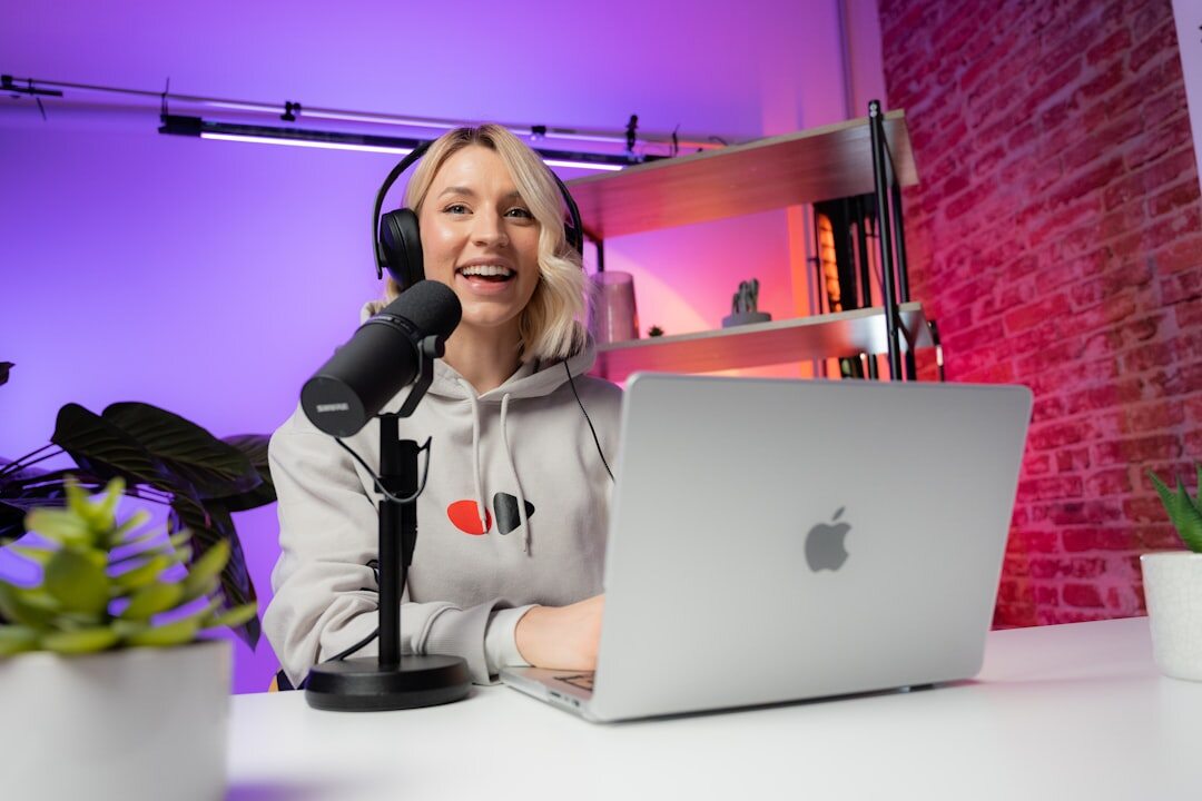 podcast host recording in studio