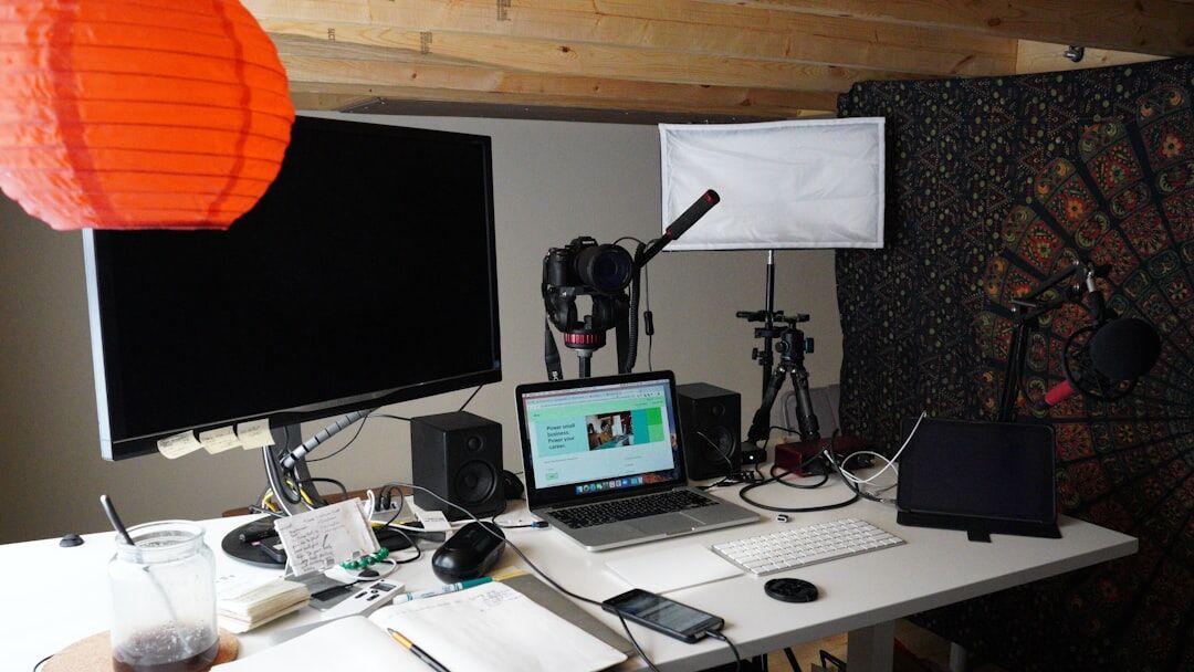modern podcast studio interior
