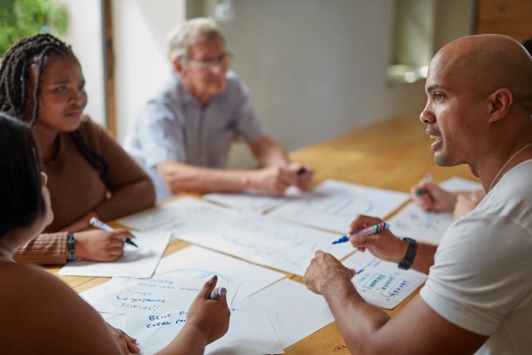 diverse group discussing ideas