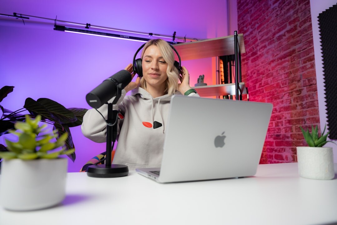 content creator editing audio