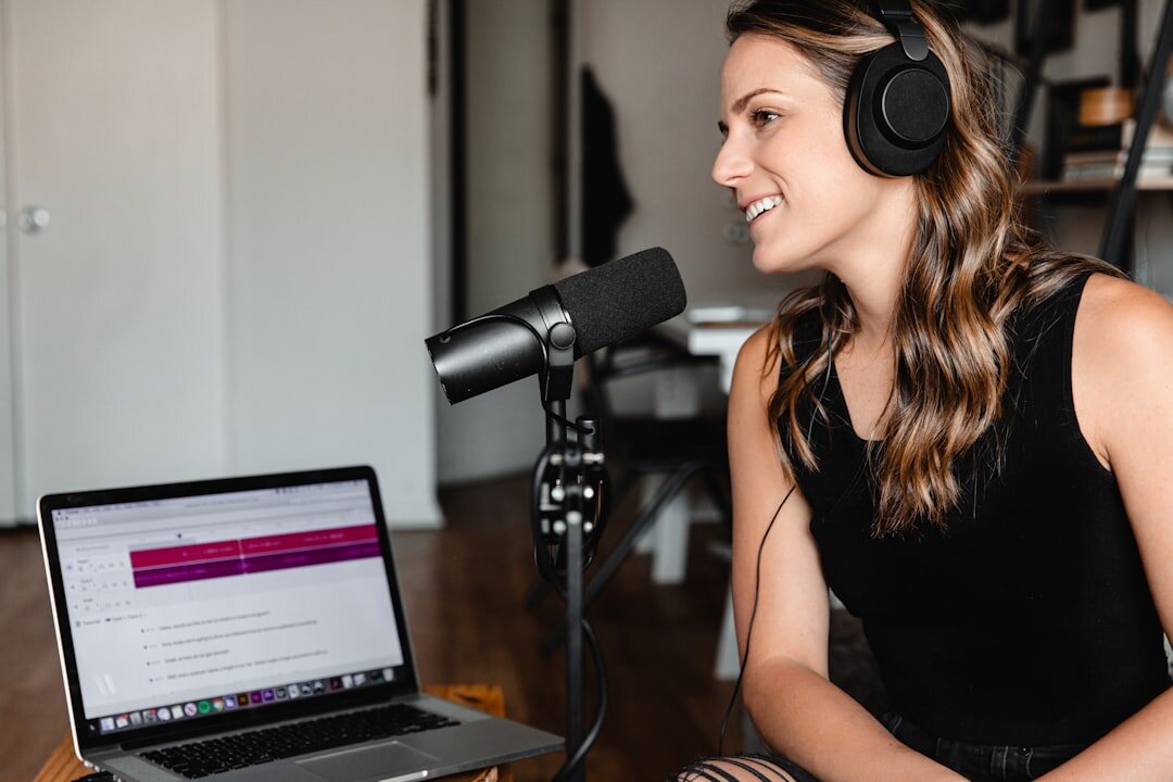 person editing podcast audio